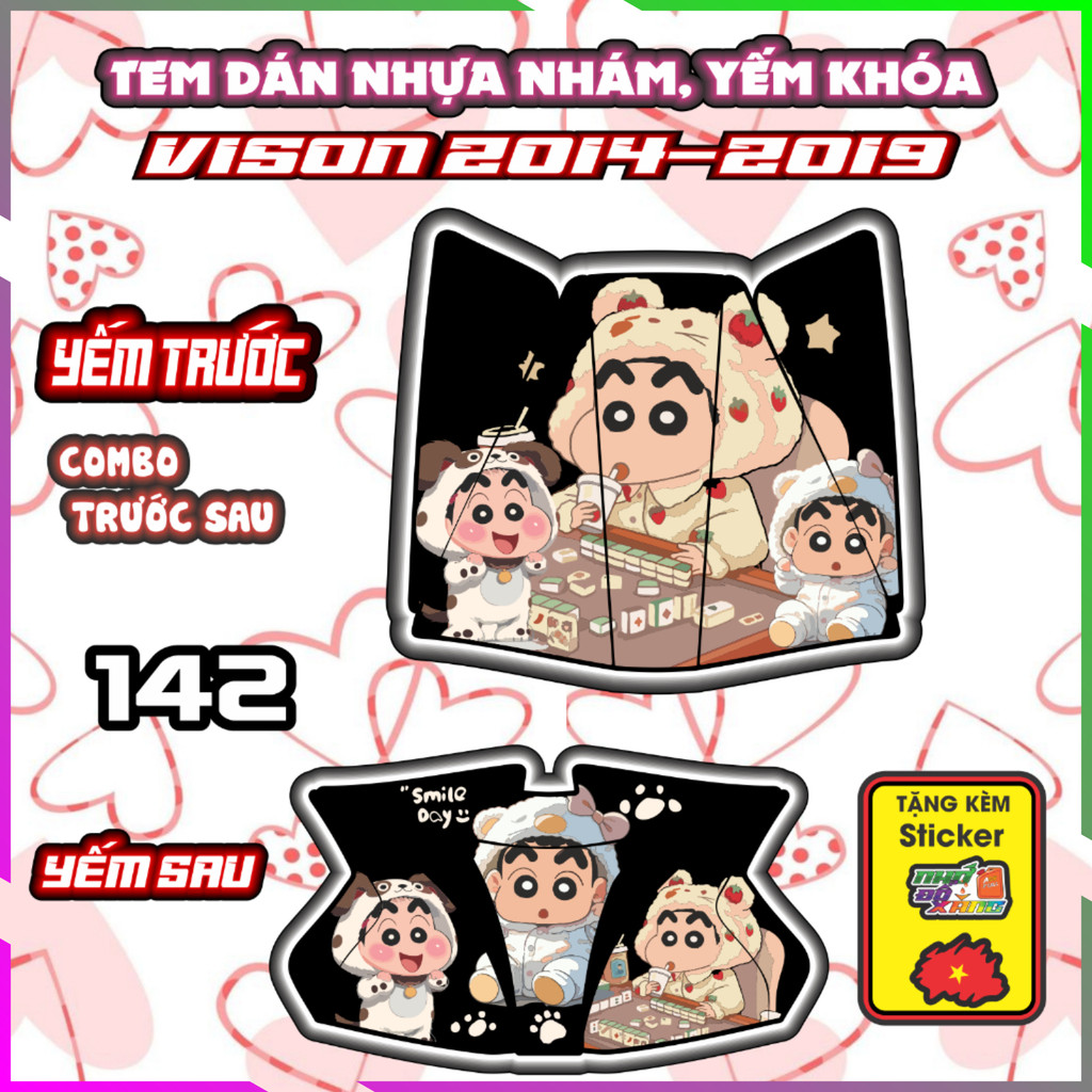Combo Tem Dán Yếm Nhựa Nhám Vision 2014-2019 Shin Dán Trang Trí Chống Trầy Nhãn dán