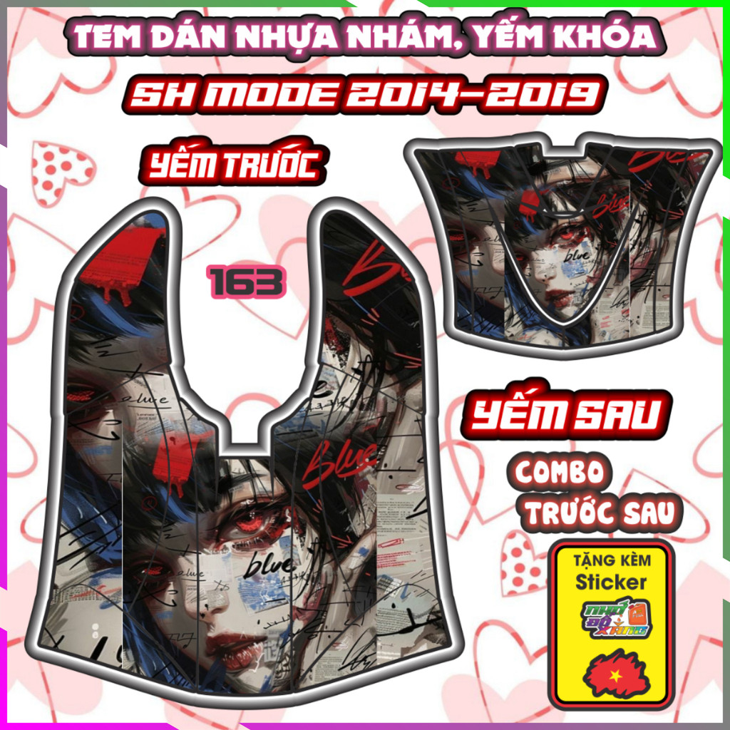 Combo Tem Yếm Nhựa Nhám Sh Mode 2014-2019 Dán Trang Trí Chống Trầy Mẫu Mỹ Nhân Decal Nhãn Dán