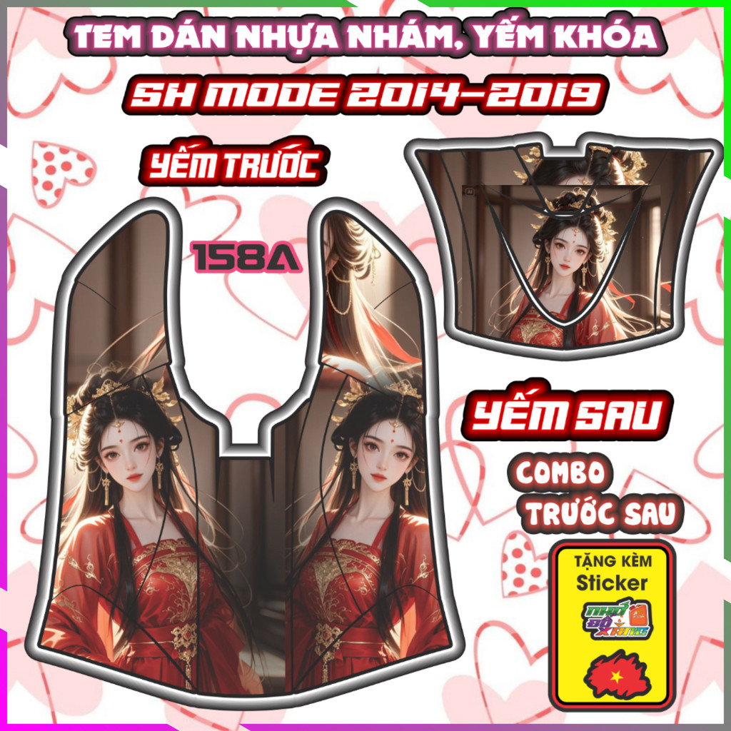Combo Tem Yếm Nhựa Nhám Sh Mode 2014-2019 Dán Trang Trí Chống Trầy Mẫu Mỹ Nhân Decal Nhãn Dán