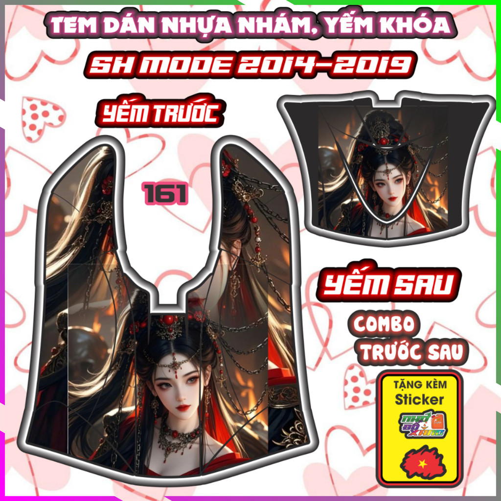 Combo Tem Yếm Nhựa Nhám Sh Mode 2014-2019 Dán Trang Trí Chống Trầy Mẫu Mỹ Nhân Decal Nhãn Dán