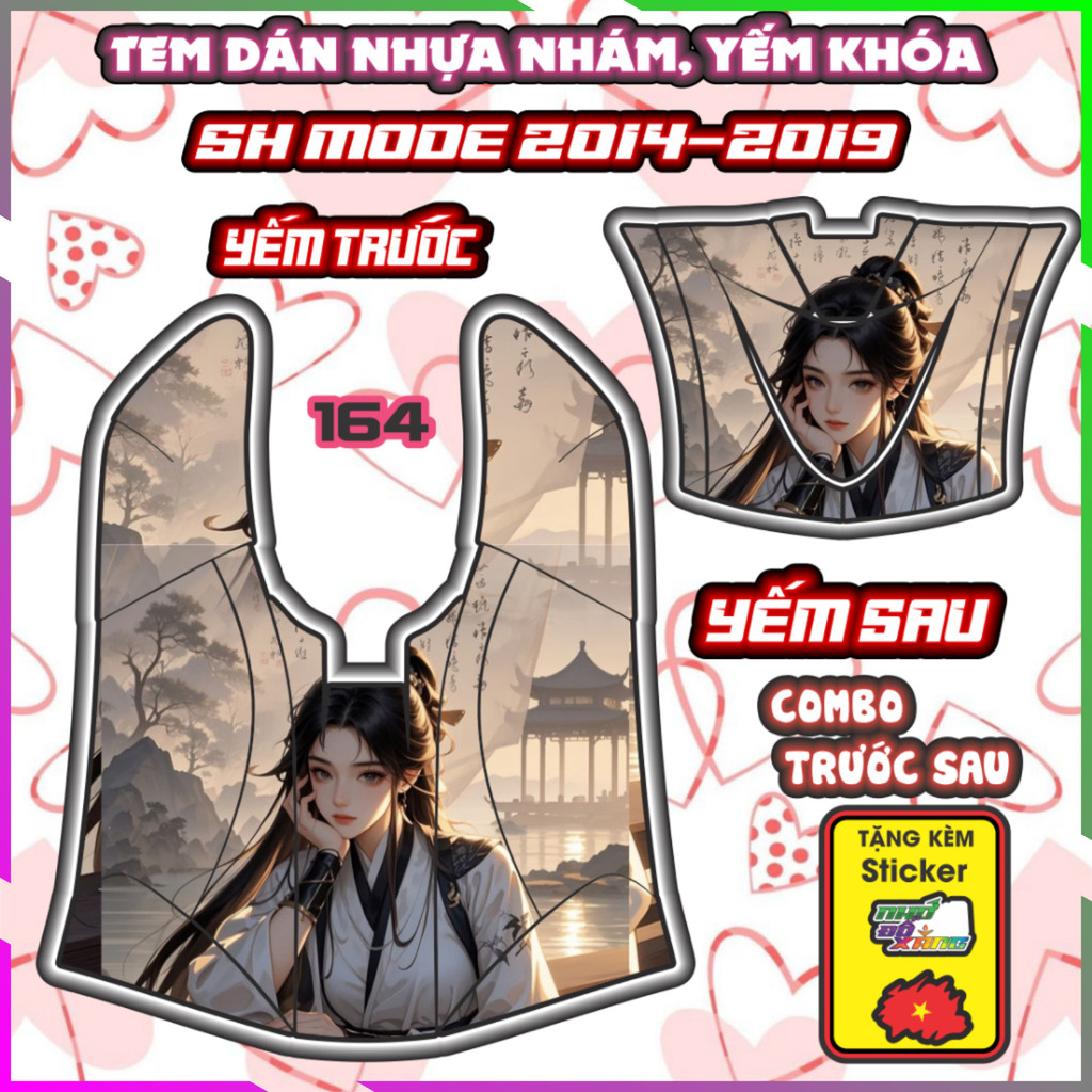 Combo Tem Yếm Nhựa Nhám Sh Mode 2014-2019 Dán Trang Trí Chống Trầy Mẫu Mỹ Nhân Decal Nhãn Dán