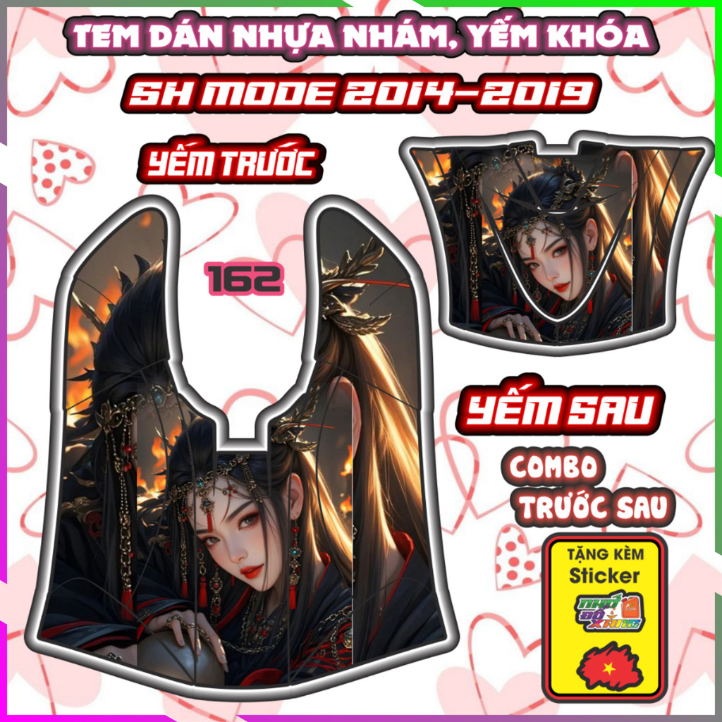 Combo Tem Yếm Nhựa Nhám Sh Mode 2014-2019 Dán Trang Trí Chống Trầy Mẫu Mỹ Nhân Decal Nhãn Dán