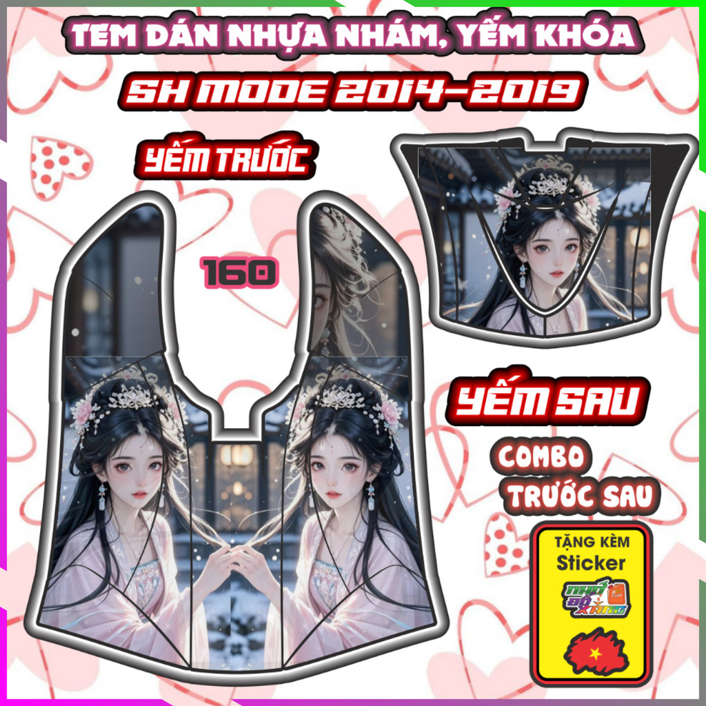Combo Tem Yếm Nhựa Nhám Sh Mode 2014-2019 Dán Trang Trí Chống Trầy Mẫu Mỹ Nhân Decal Nhãn Dán