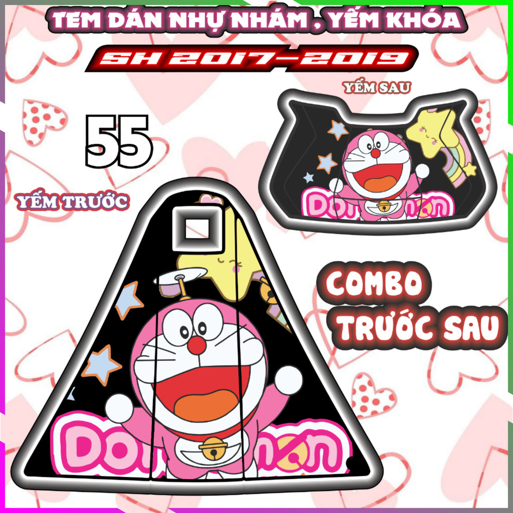 Combo dán yếm trước sau xe SH 2017-2019 dán trang trí doreamon bunny decal sticker nhãn dán