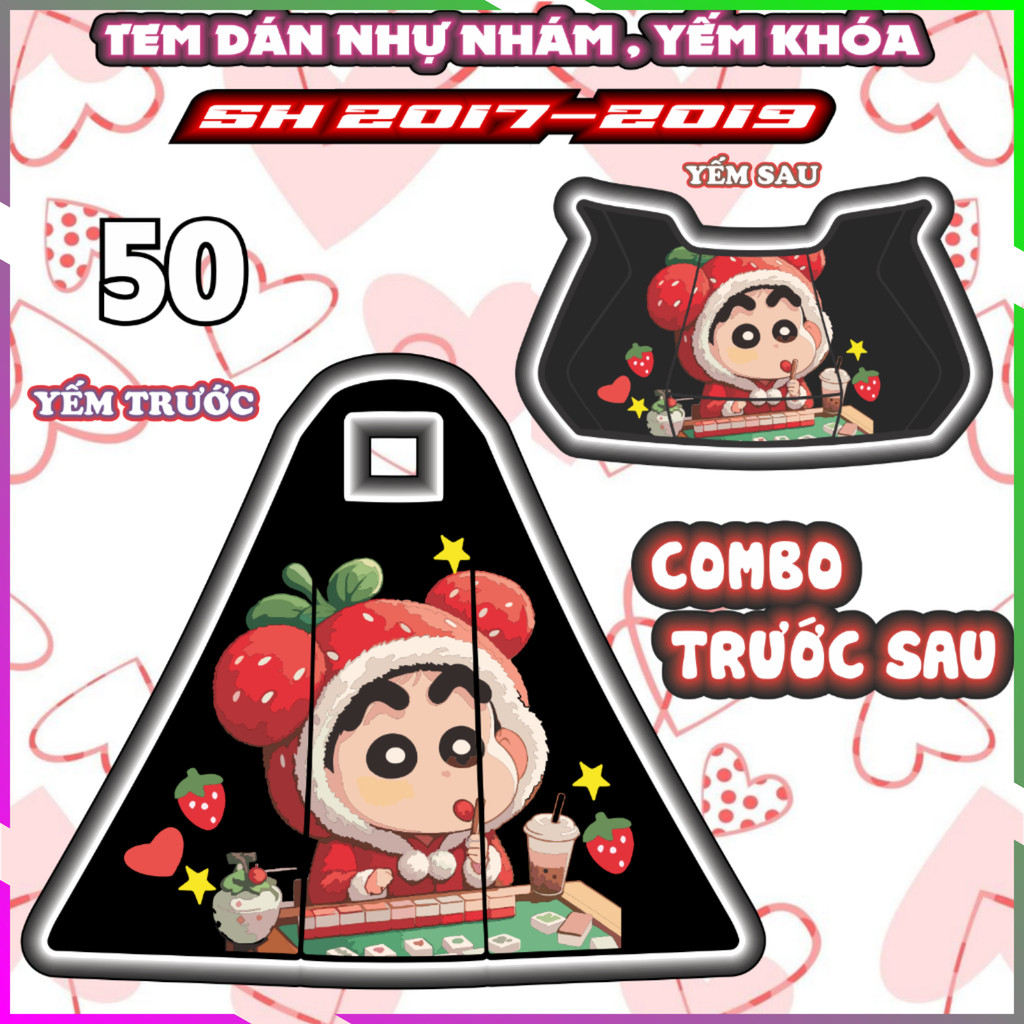 Combo dán yếm trước sau xe SH 2017-2019 dán trang trí doreamon bunny decal sticker nhãn dán