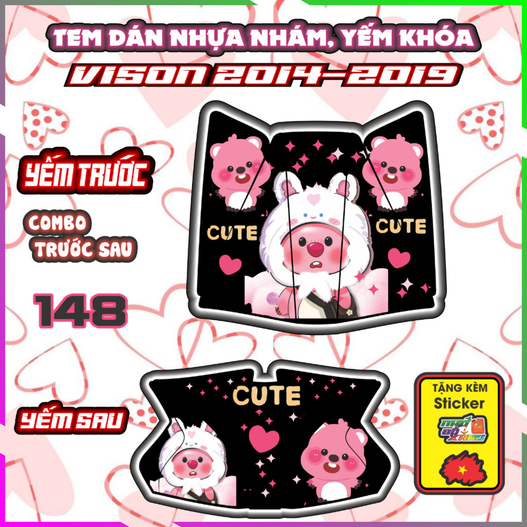 Combo Tem Dán Yếm Khóa Nhựa Nhám Vision 2014-2019 Dán Trang Trí chống Trầy Decal Nhãn Dán
