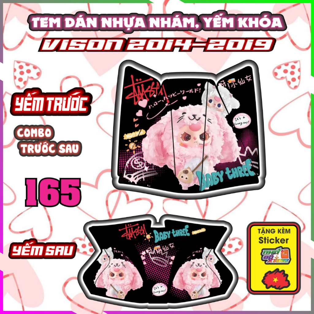 Combo Tem Dán Yếm Khóa Nhựa Nhám Vision 2014-2019 Dán Trang Trí chống Trầy Decal Nhãn Dán