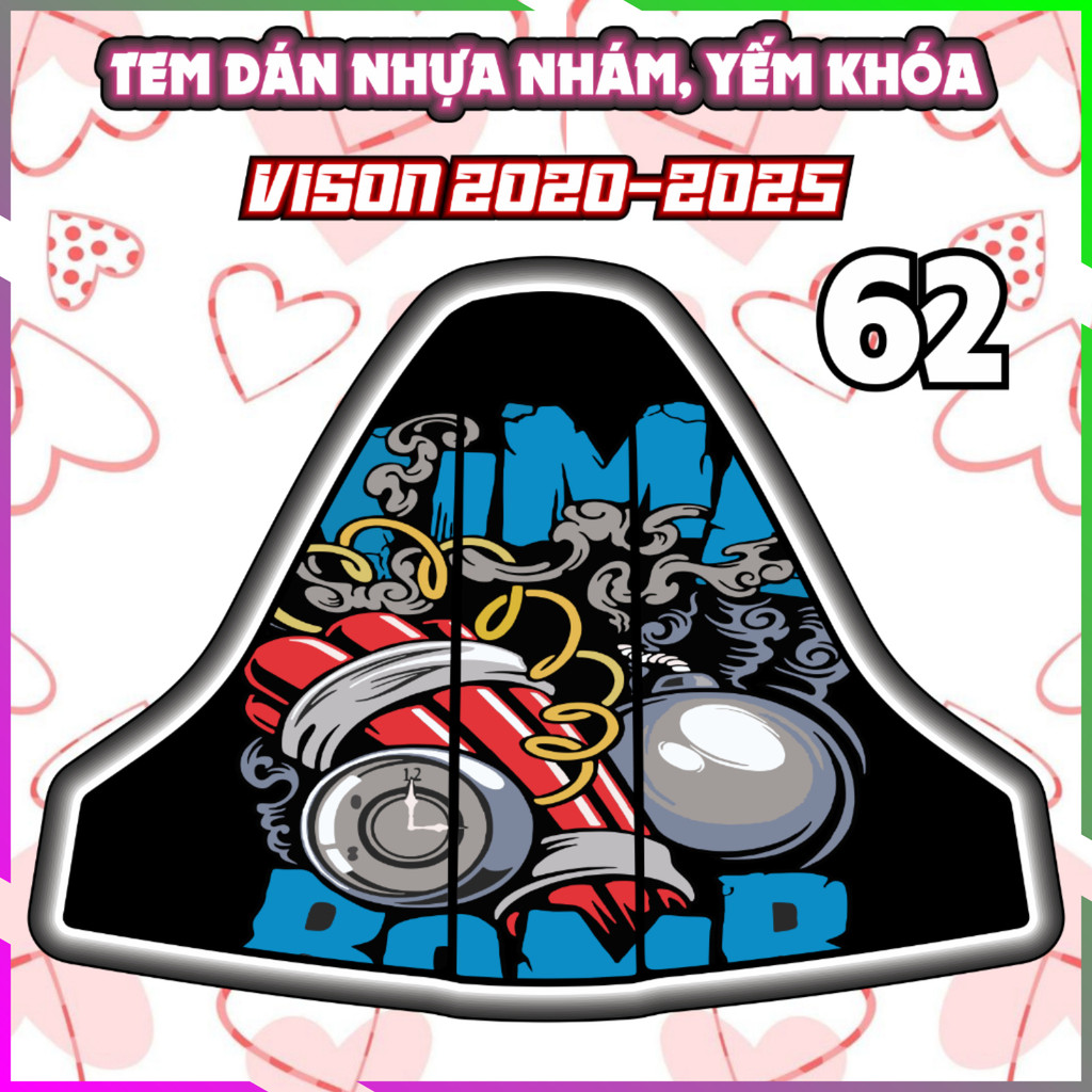 Combo Tem dán yếm trước sau xe VISION 2020-2025 dán trang trí baby three decal sticker nhãn dán