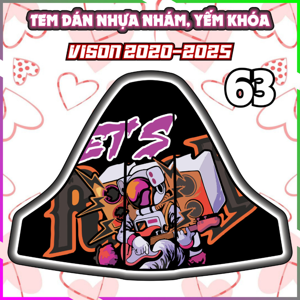 Combo Tem dán yếm trước sau xe VISION 2020-2025 dán trang trí baby three decal sticker nhãn dán