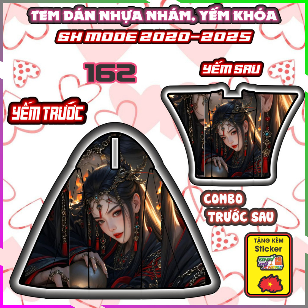 Combo Tem Dán Yếm Nhựa Nhám Sh Mode 2020-2025 Mẫu Mỹ Nữ Dán Trang Trí Decal Nhãn Dán