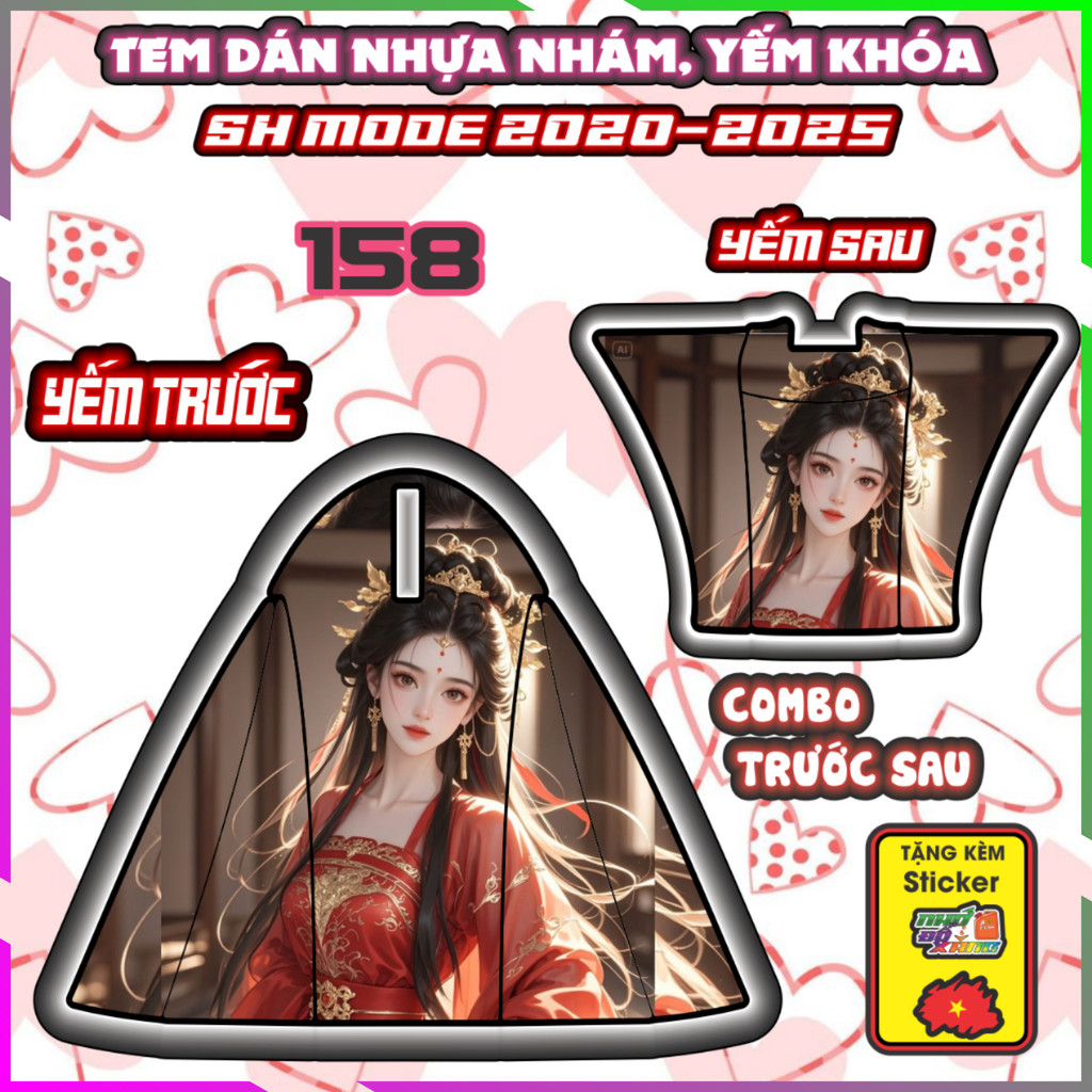 Combo Tem Dán Yếm Nhựa Nhám Sh Mode 2020-2025 Mẫu Mỹ Nữ Dán Trang Trí Decal Nhãn Dán