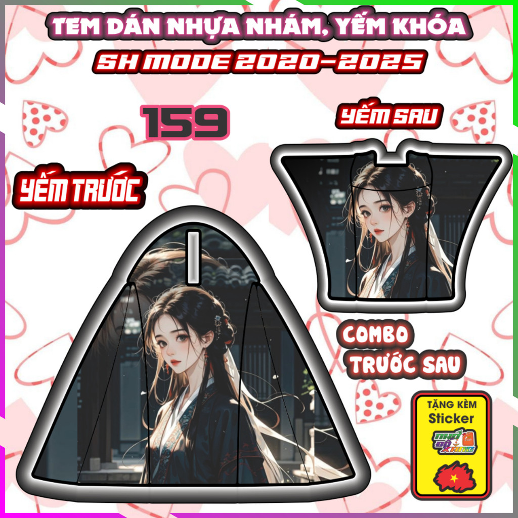 Combo Tem Dán Yếm Nhựa Nhám Sh Mode 2020-2025 Mẫu Mỹ Nữ Dán Trang Trí Decal Nhãn Dán