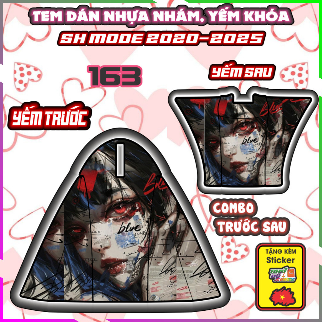 Combo Tem Dán Yếm Nhựa Nhám Sh Mode 2020-2025 Mẫu Mỹ Nữ Dán Trang Trí Decal Nhãn Dán
