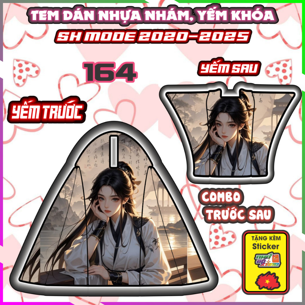 Combo Tem Dán Yếm Nhựa Nhám Sh Mode 2020-2025 Mẫu Mỹ Nữ Dán Trang Trí Decal Nhãn Dán