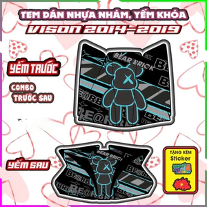 Combo Tem Yếm Nhựa Nhám VISION 2014-2019 Dán Trang Trí Chống Trầy Nhãn Dán Sticker
