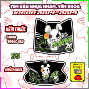 Decal Yếm Khoá Vision Đời 2014-2019 Tem Xe Trang Trí Nhựa Nhám, Bảo vệ Chống Trầy Keo pvc Nhám 3 Lớp