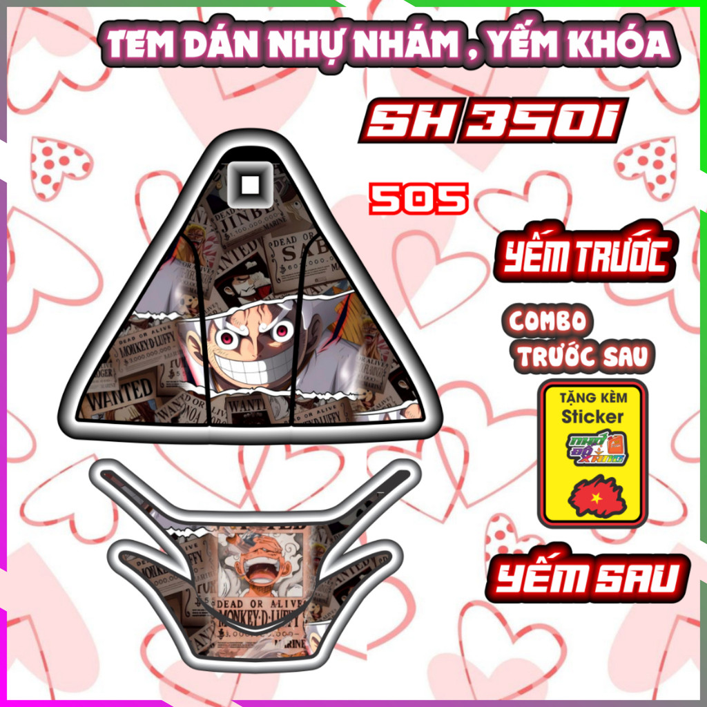 Combo Tem Yếm Nhựa Nhám Sh 350i Dán Trang Trí Chống Trầy Mẫu Luffy Decal Nhãn Dán