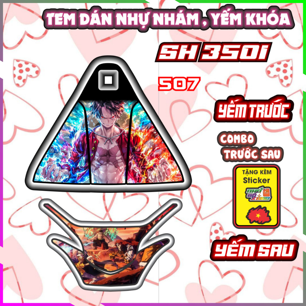 Combo Tem Yếm Nhựa Nhám Sh 350i Dán Trang Trí Chống Trầy Mẫu Luffy Decal Nhãn Dán