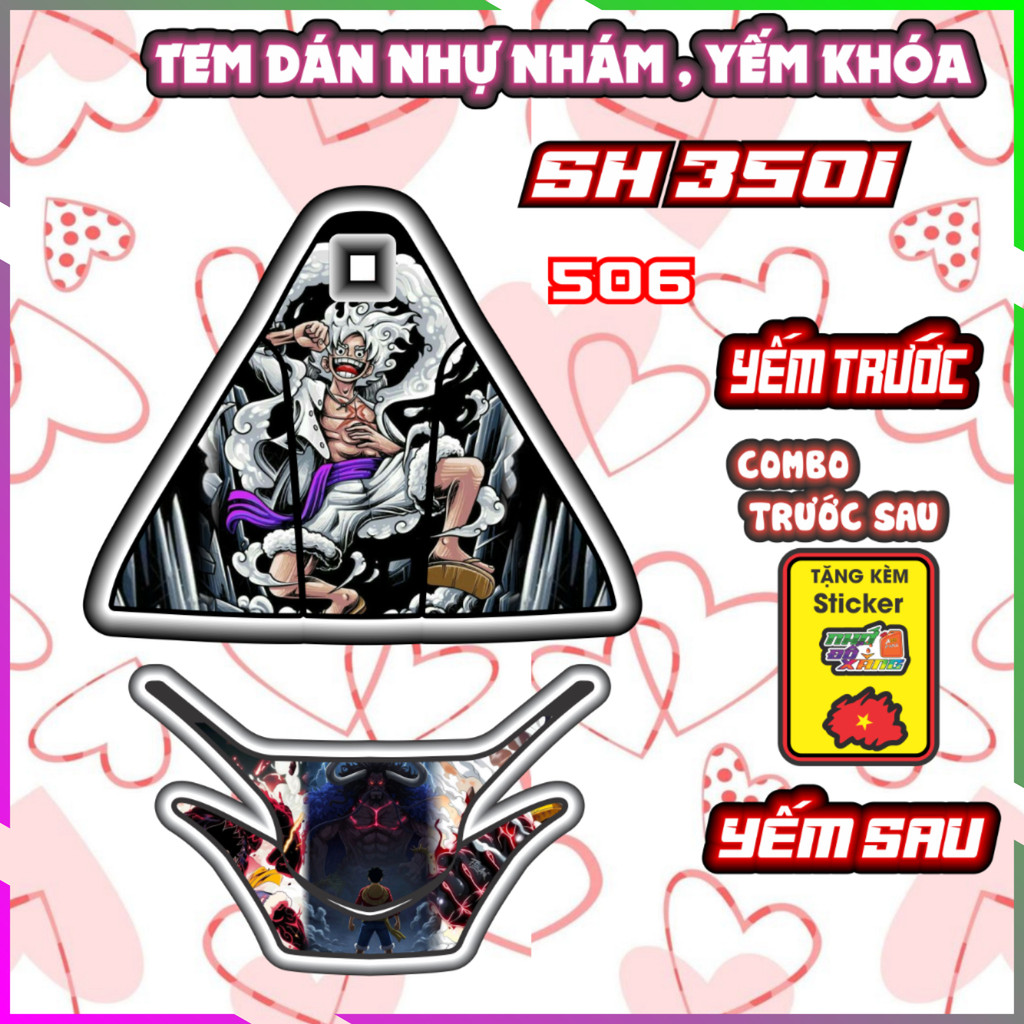 Combo Tem Yếm Nhựa Nhám Sh 350i Dán Trang Trí Chống Trầy Mẫu Luffy Decal Nhãn Dán