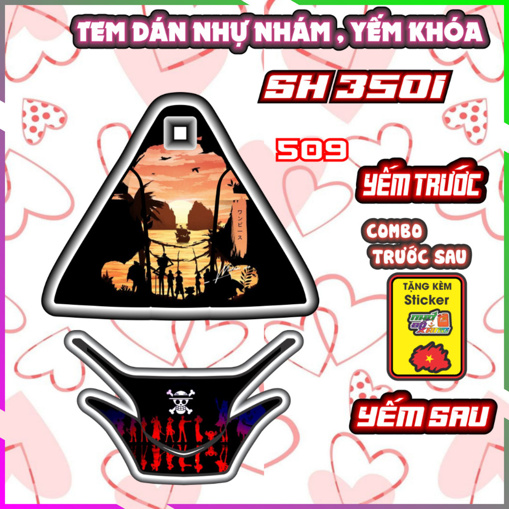 Combo Tem Yếm Nhựa Nhám Sh 350i Dán Trang Trí Chống Trầy Mẫu Luffy Decal Nhãn Dán