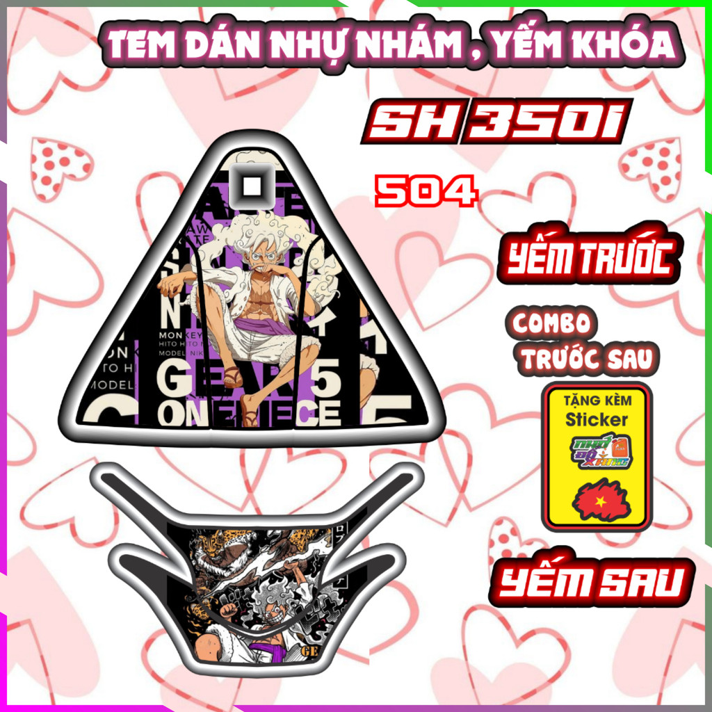 Combo Tem Yếm Nhựa Nhám Sh 350i Dán Trang Trí Chống Trầy Mẫu Luffy Decal Nhãn Dán