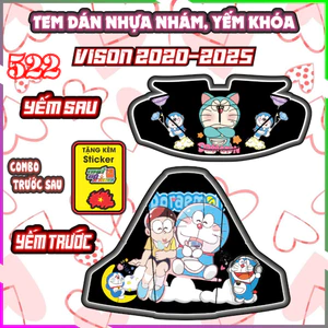 Tem Yếm Nhựa Nhám Vision 2020-2025 Mẫu Doreamon Dán Trang Trí Chống Trầy Decal Nhãn Dán