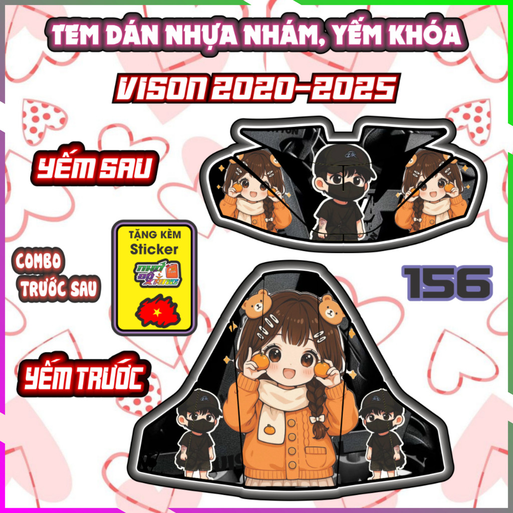 Combo Tem Yếm Nhựa Nhám Vision 2020-2025 Dán Trang Trí Chống Trầy Mẫu Shin Bút Chì