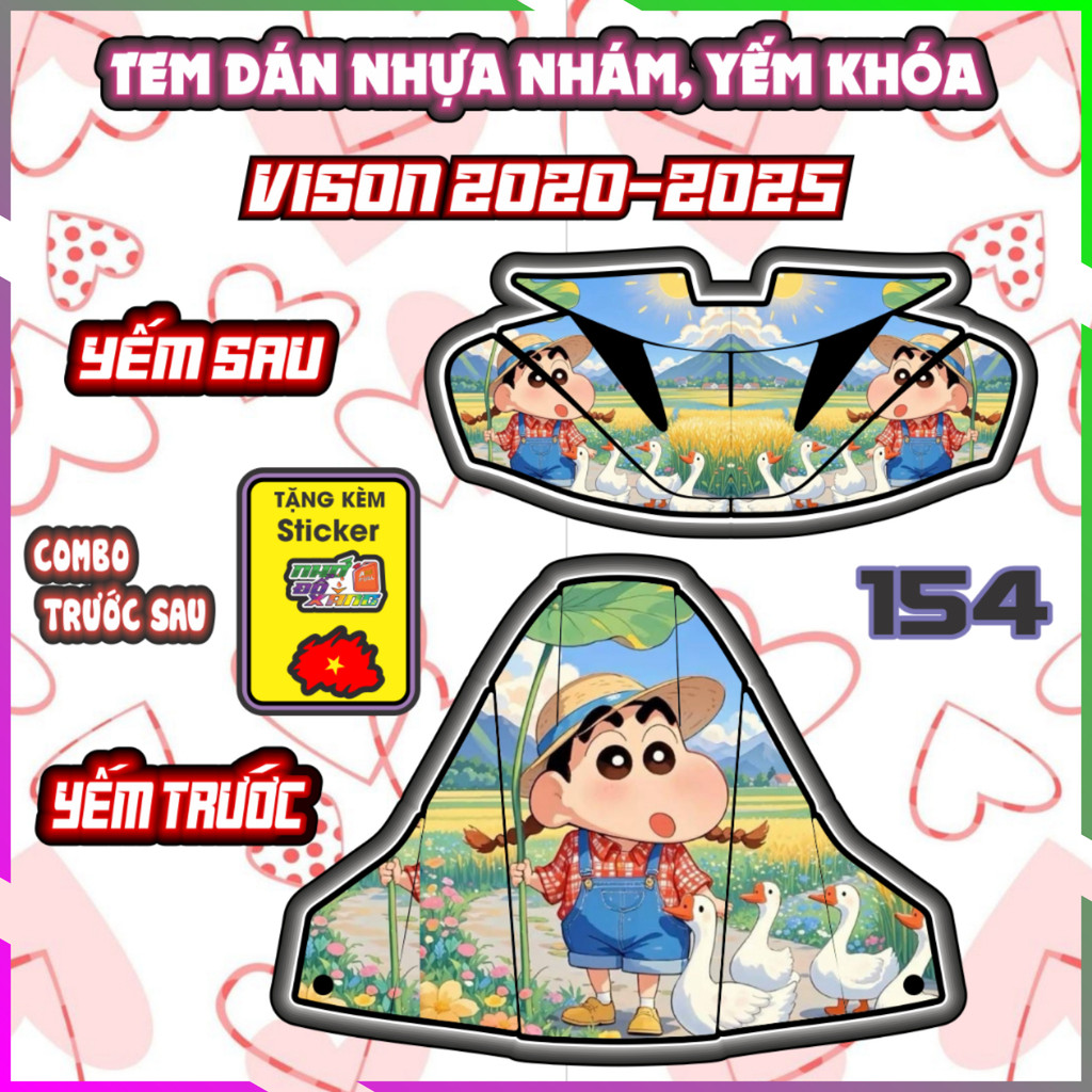 Combo Tem Yếm Nhựa Nhám Vision 2020-2025 Dán Trang Trí Chống Trầy Mẫu Shin Bút Chì