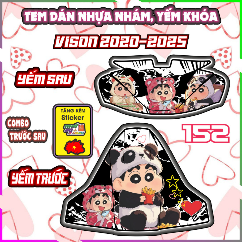 Combo Tem Yếm Nhựa Nhám Vision 2020-2025 Dán Trang Trí Chống Trầy Mẫu Shin Bút Chì