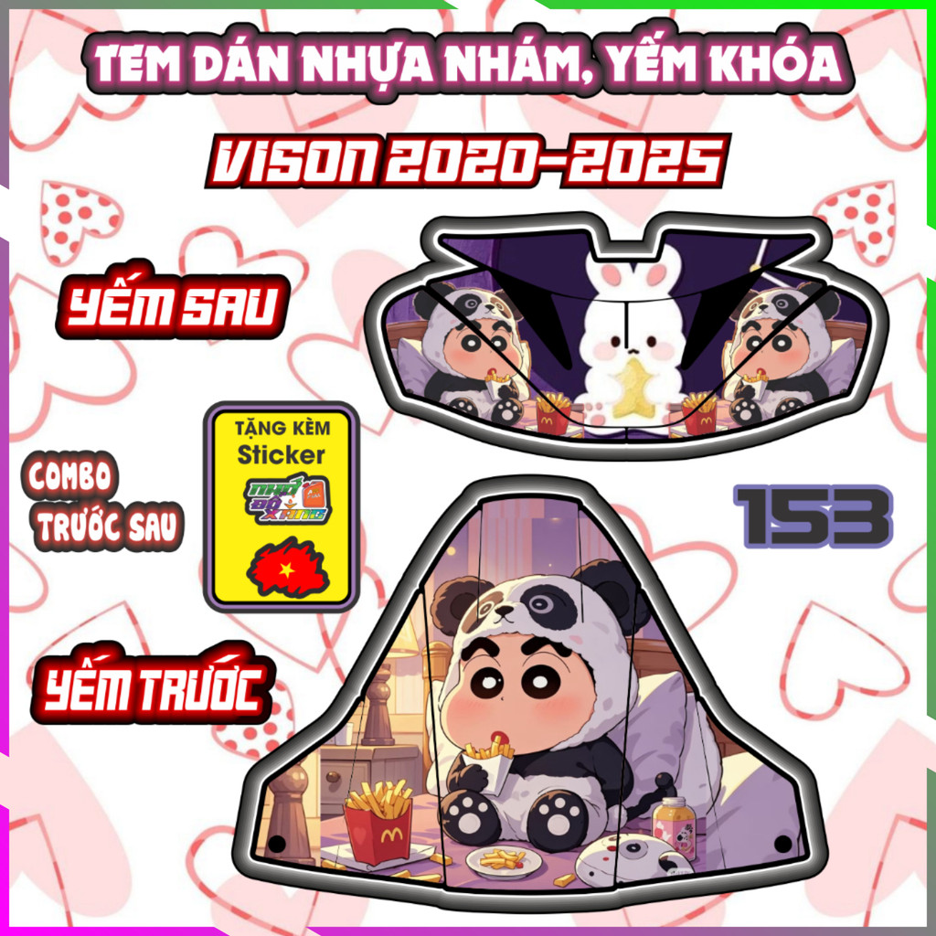 Combo Tem Yếm Nhựa Nhám Vision 2020-2025 Dán Trang Trí Chống Trầy Mẫu Shin Bút Chì