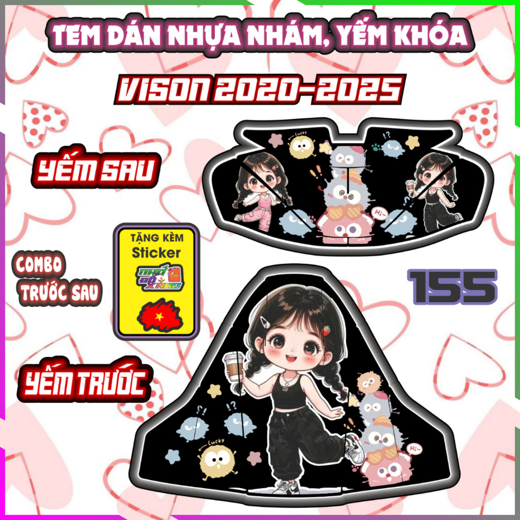 Combo Tem Yếm Nhựa Nhám Vision 2020-2025 Dán Trang Trí Chống Trầy Mẫu Shin Bút Chì