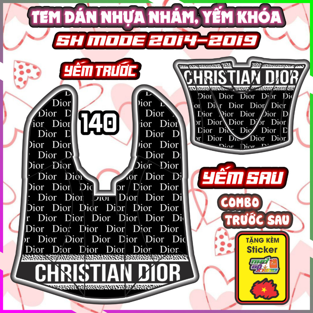 Combo Tem Yếm Nhựa Nhám Sh Mode 2014-2019 Dán Trang Trí Hello Kitty Decal Nhãn Dán