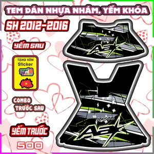 Decal Yếm Khóa sh 2012-2016 Tem Dán Nhựa Nhám Keo Pvc 3 Lớp Nhám Chông Nước, Nhãn dán Tem xe Mã 500