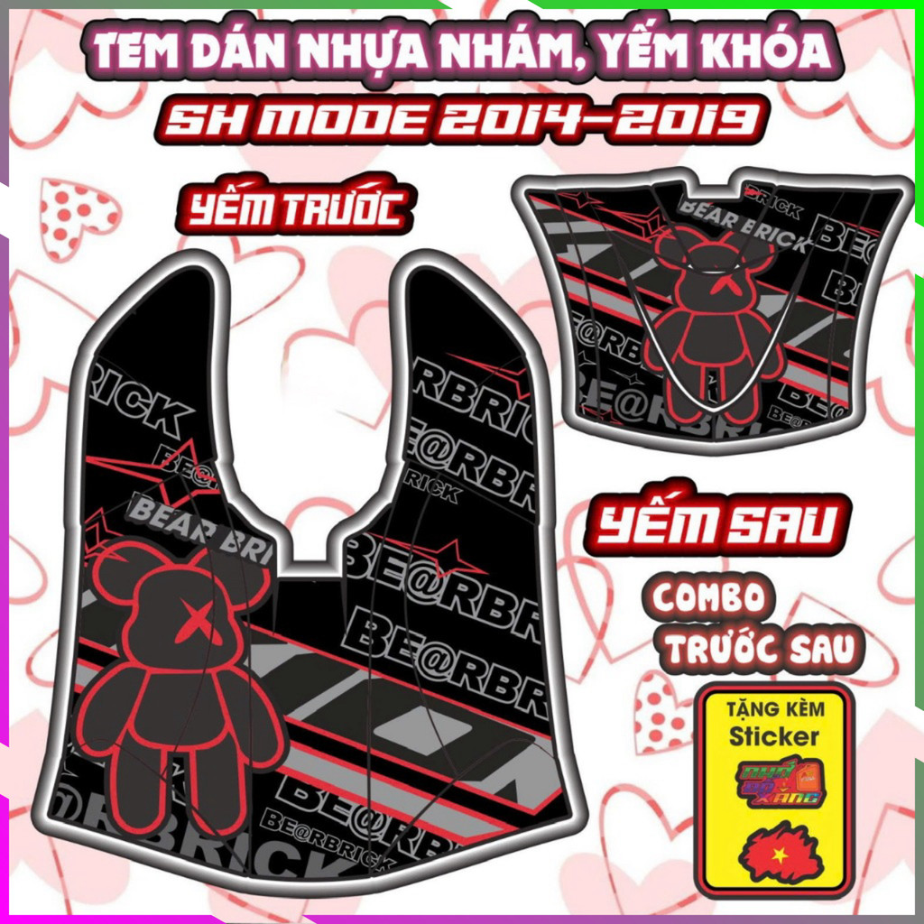 Combo Tem Yếm Nhựa Nhám SH MODE 2014-2019 Dán Trang Trí Chống Trầy Nhãn Dán Sticker
