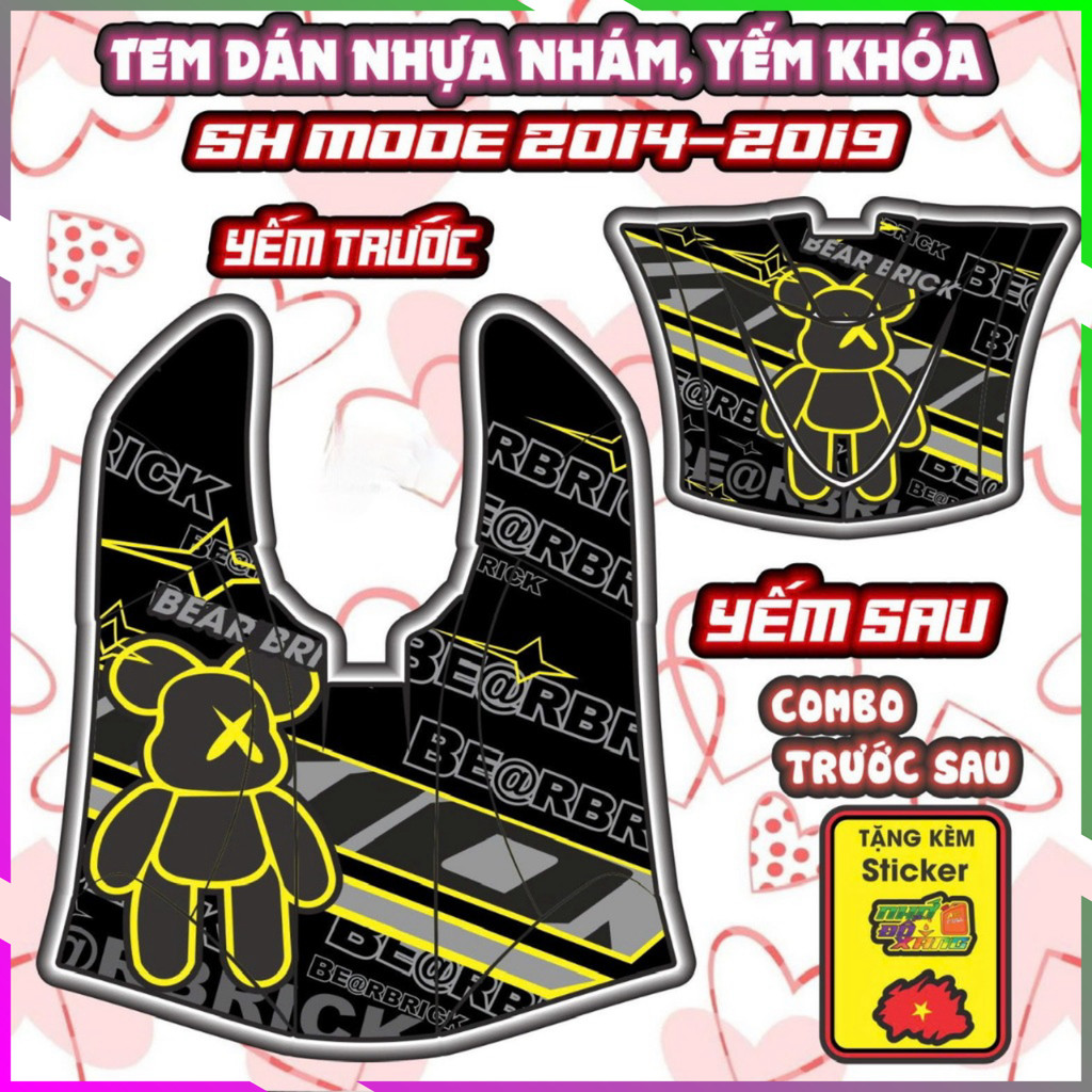 Combo Tem Yếm Nhựa Nhám SH MODE 2014-2019 Dán Trang Trí Chống Trầy Nhãn Dán Sticker
