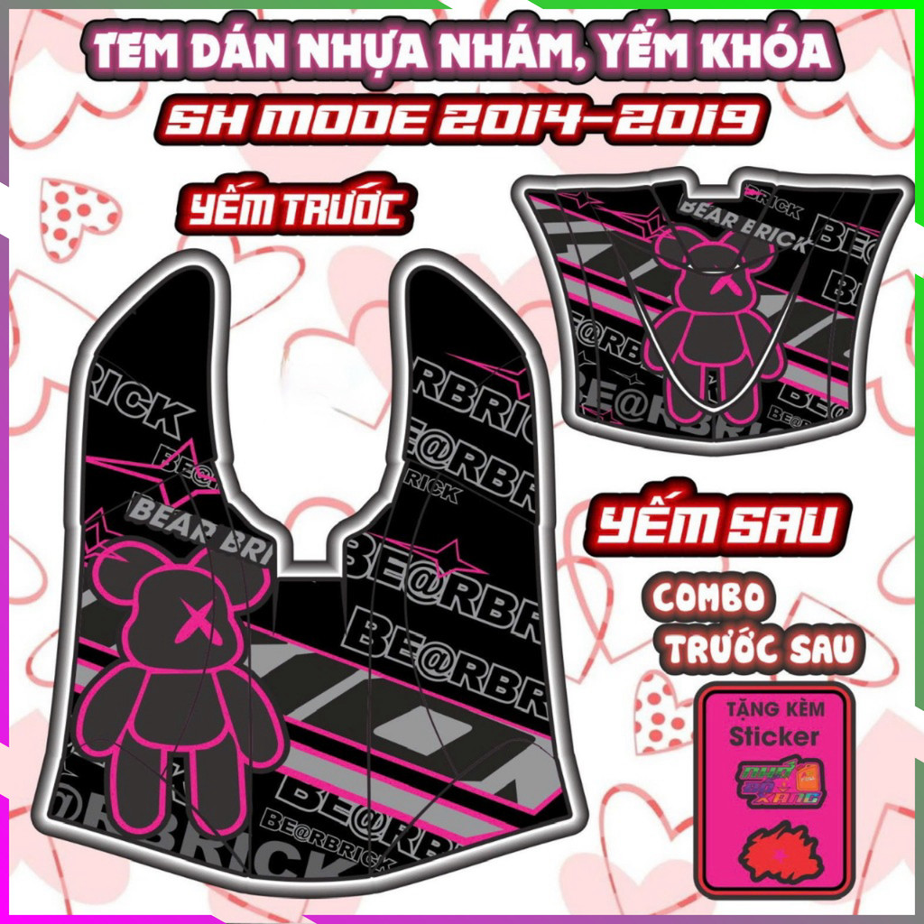 Combo Tem Yếm Nhựa Nhám SH MODE 2014-2019 Dán Trang Trí Chống Trầy Nhãn Dán Sticker
