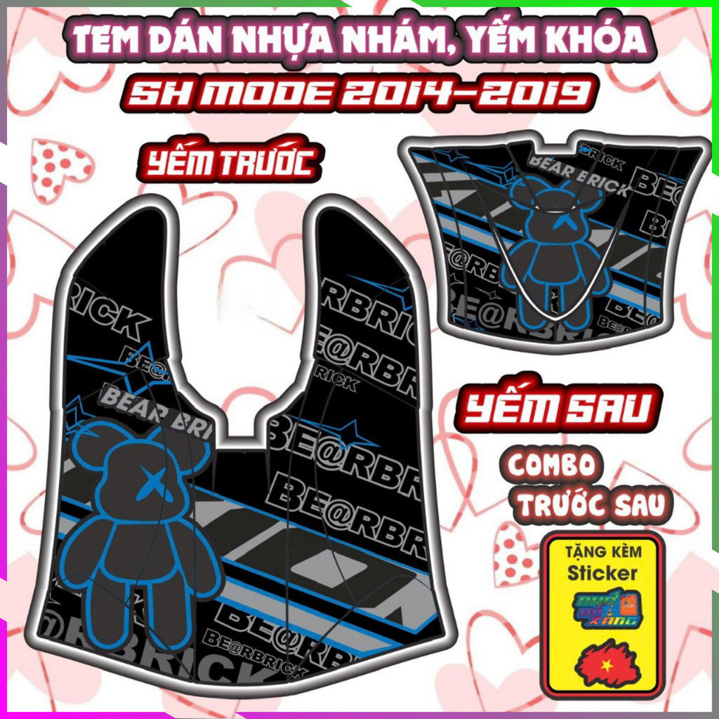 Combo Tem Yếm Nhựa Nhám SH MODE 2014-2019 Dán Trang Trí Chống Trầy Nhãn Dán Sticker