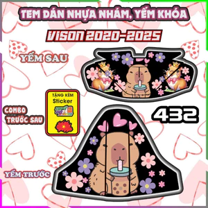 Tem Dán Yếm Khóa Nhựa Nhám Vision 2020-2025 Dán Trang Trí Chống Trầy Cappybara Decal Nhãn Dán