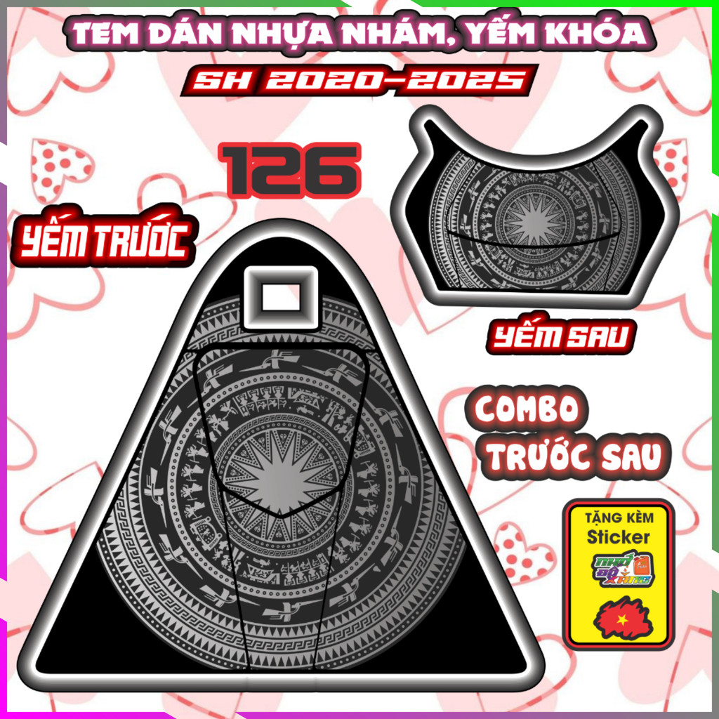 Combo Tem Dán Yếm Khóa Nhựa Nhám SH 2020-2025 150i 125i 160i Dán trang trí Che Trầy Decal Nhãn Dán