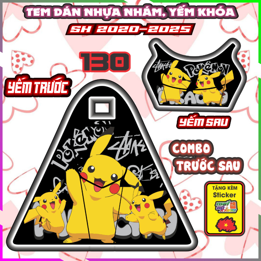 Combo Tem Dán Yếm Khóa Nhựa Nhám SH 2020-2025 150i 125i 160i Dán trang trí Che Trầy Decal Nhãn Dán