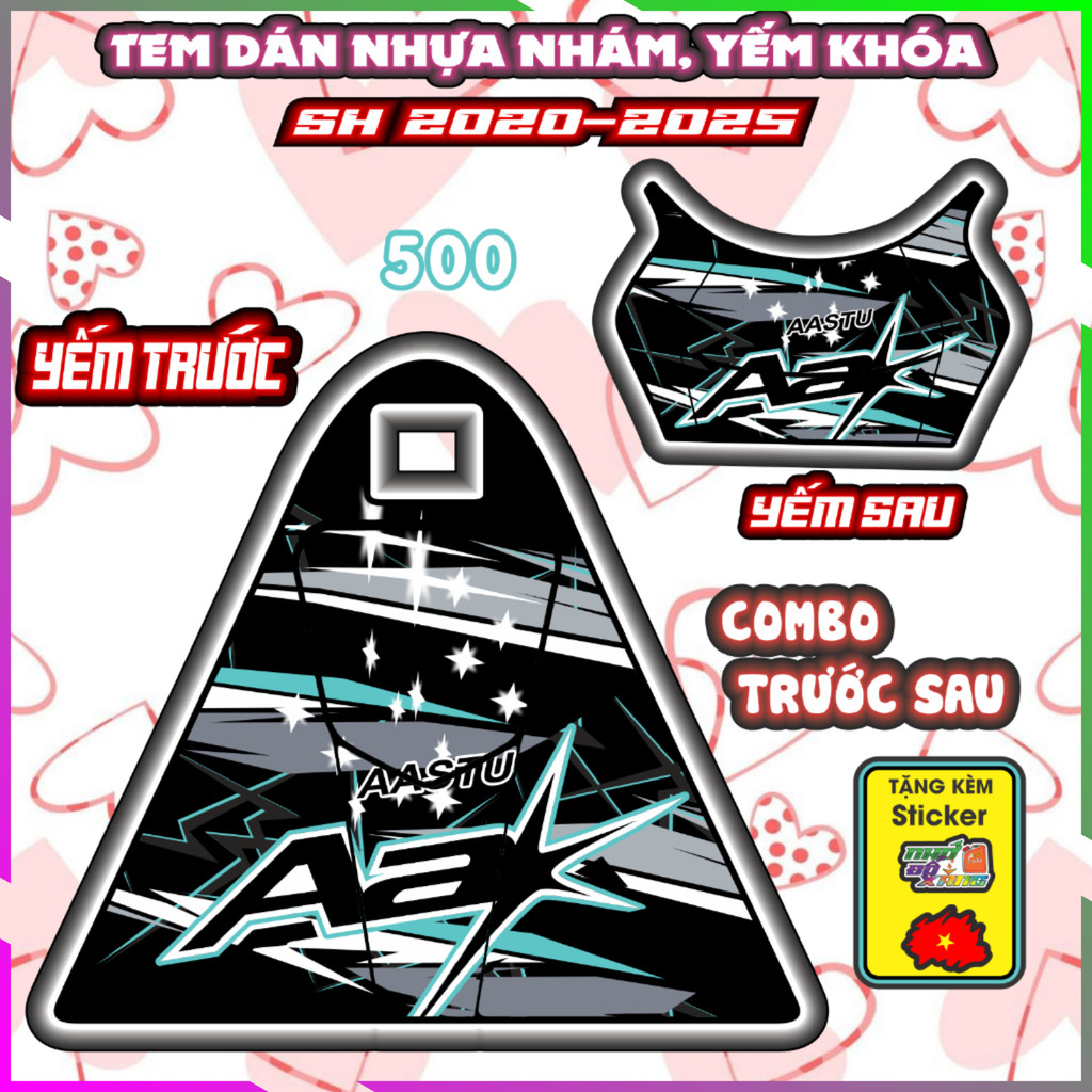 Combo Tem Dán Yếm Nhựa Nhám Sh 2020-2025 SH 150i 160i 125i Mẫu Aa Decal Nhãn Dán