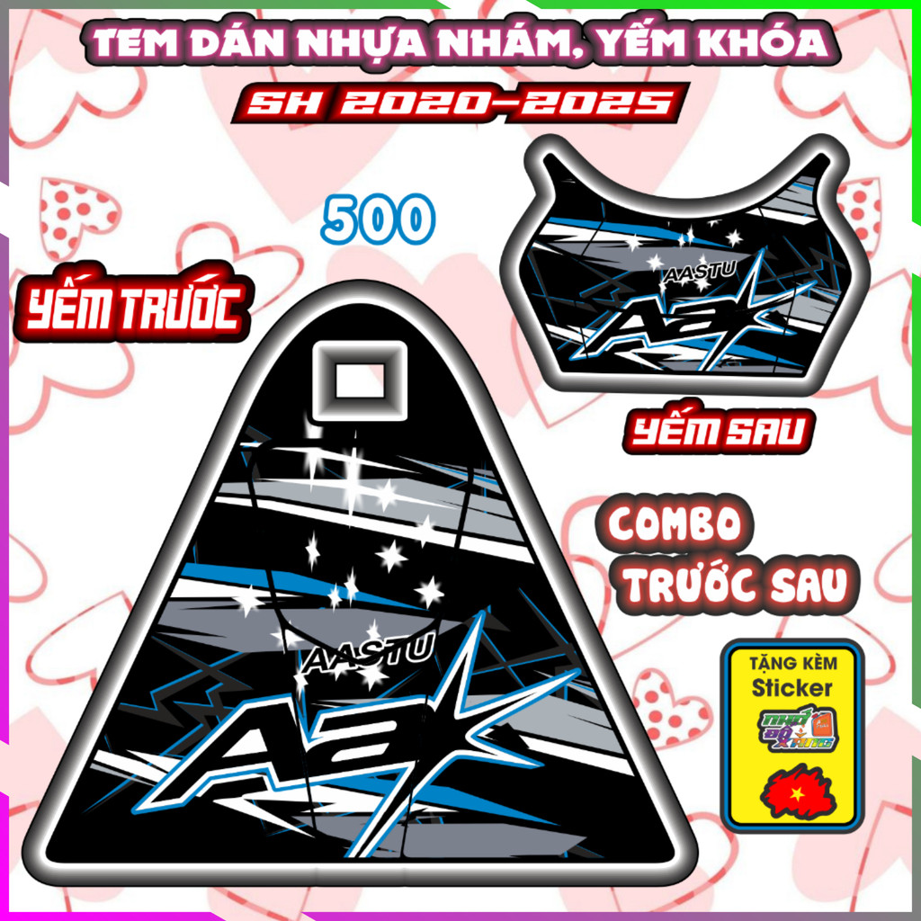 Combo Tem Dán Yếm Nhựa Nhám Sh 2020-2025 SH 150i 160i 125i Mẫu Aa Decal Nhãn Dán