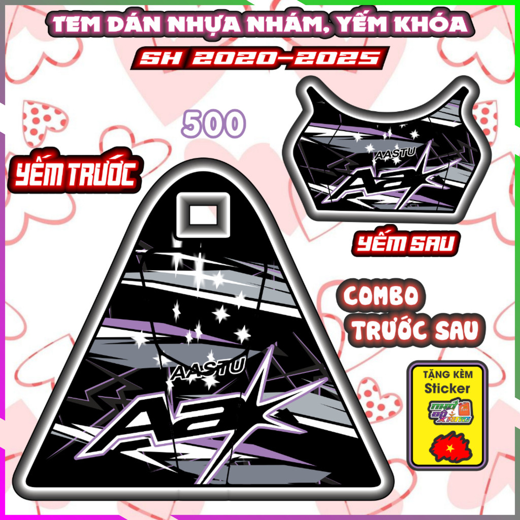 Combo Tem Dán Yếm Nhựa Nhám Sh 2020-2025 SH 150i 160i 125i Mẫu Aa Decal Nhãn Dán
