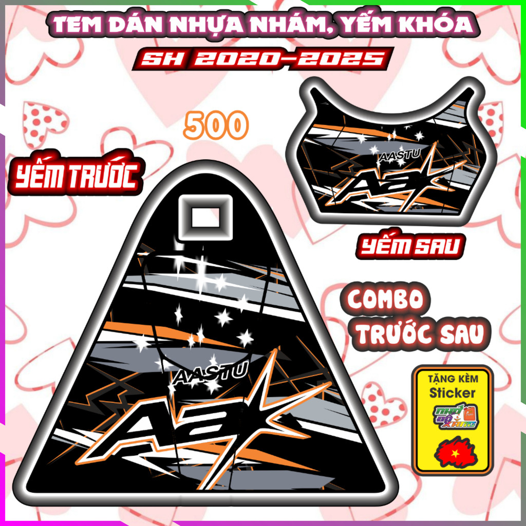 Combo Tem Dán Yếm Nhựa Nhám Sh 2020-2025 SH 150i 160i 125i Mẫu Aa Decal Nhãn Dán