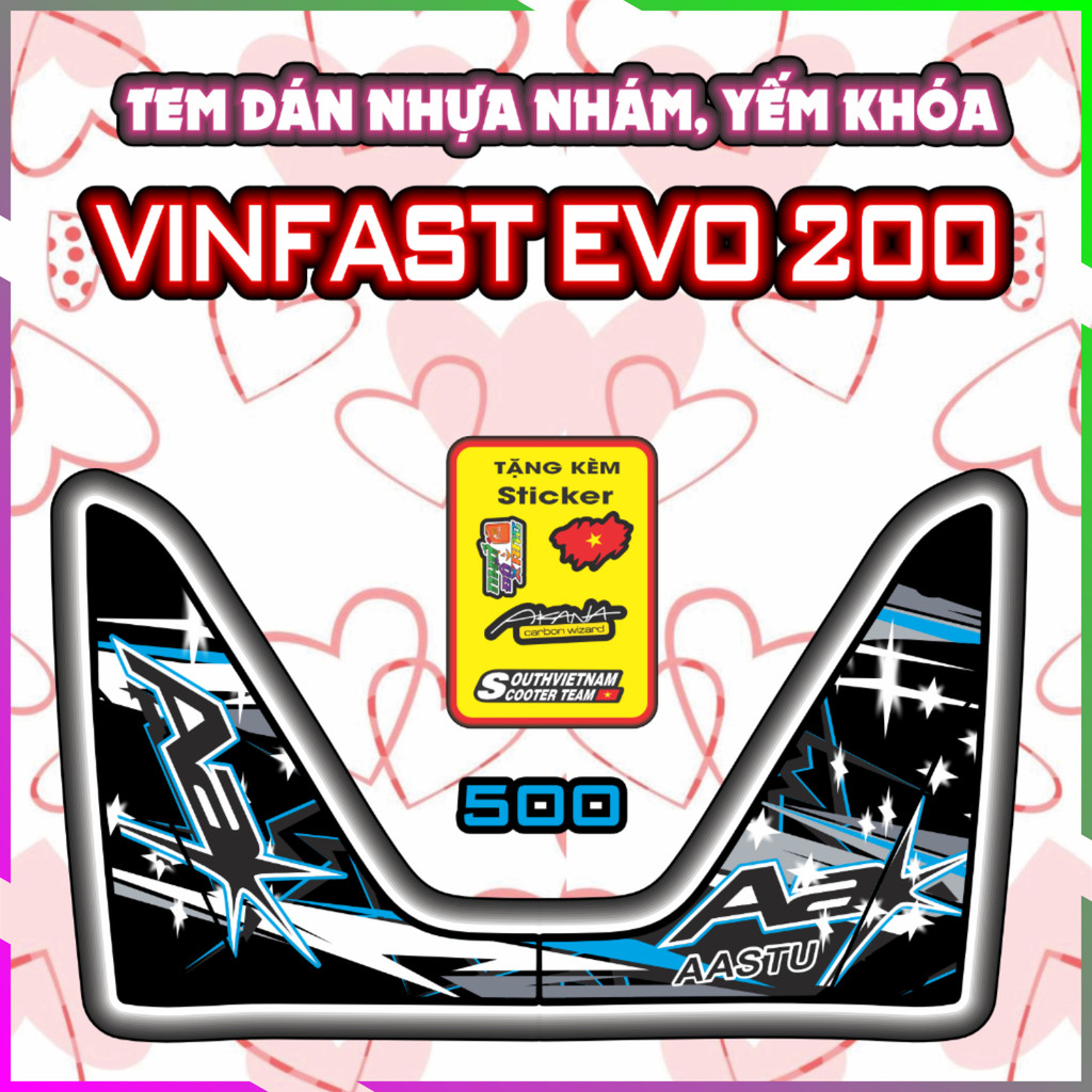 Tem Yếm Nhám Vinfas Evo200 tem Trang Trí Decal Tem Xe Keo Pvc 3 Lớp Co Giản 4 Chiều Mẫu 500