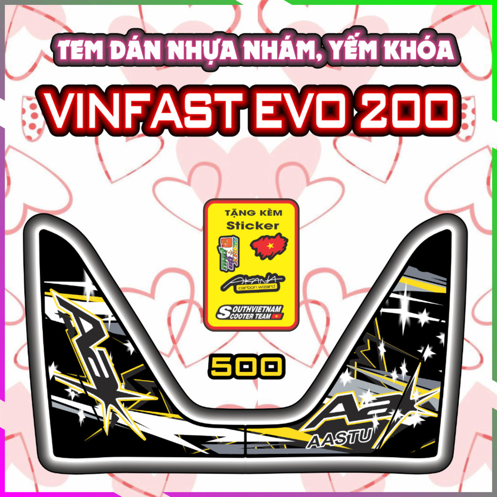 Tem Yếm Nhám Vinfas Evo200 tem Trang Trí Decal Tem Xe Keo Pvc 3 Lớp Co Giản 4 Chiều Mẫu 500