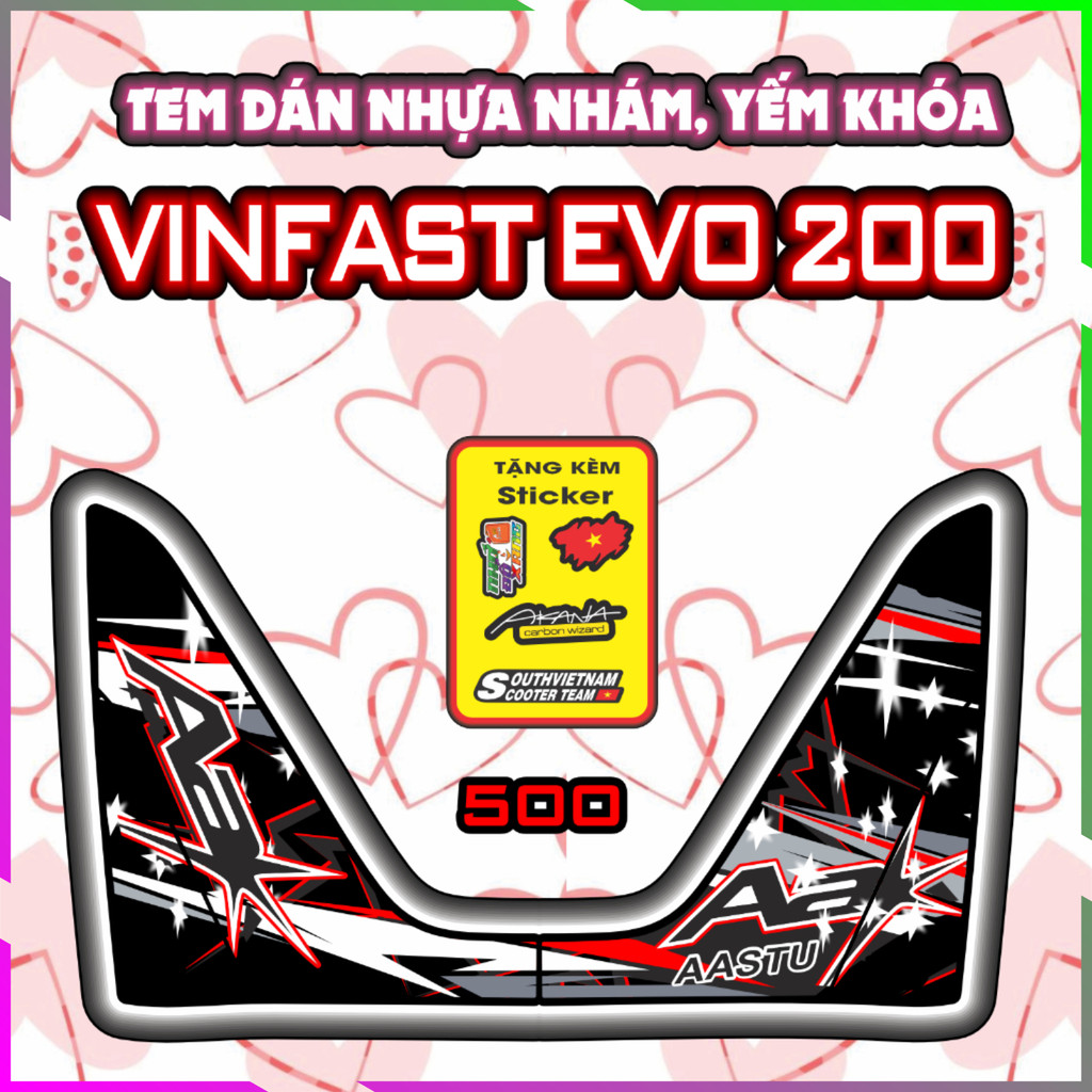 Tem Yếm Nhám Vinfas Evo200 tem Trang Trí Decal Tem Xe Keo Pvc 3 Lớp Co Giản 4 Chiều Mẫu 500