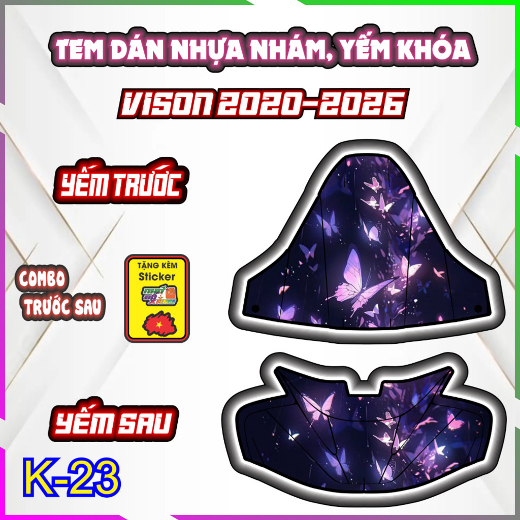 Bộ Tem Dán Trang Trí Yếm Khóa Nhựa Nhám VISION 2020-2026 - Decal Sticker Bảo Vệ Chống trầy chống nước-chống trầy .