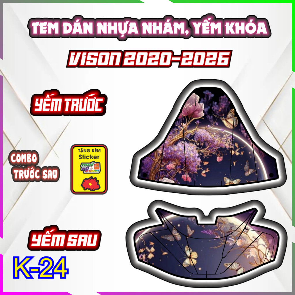 Bộ Tem Dán Trang Trí Yếm Khóa Nhựa Nhám VISION 2020-2026 - Decal Sticker Bảo Vệ Chống trầy chống nước-chống trầy .
