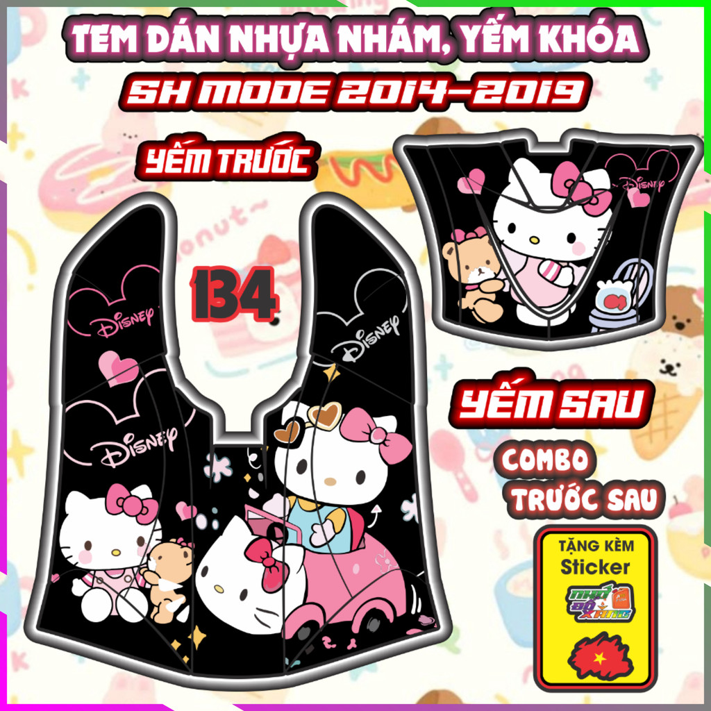 Combo Tem Dán Yếm Khóa Nhựa Nhám SH MODE 2014-2019 Dán trang trí Che Trầy Decal Nhãn Dán